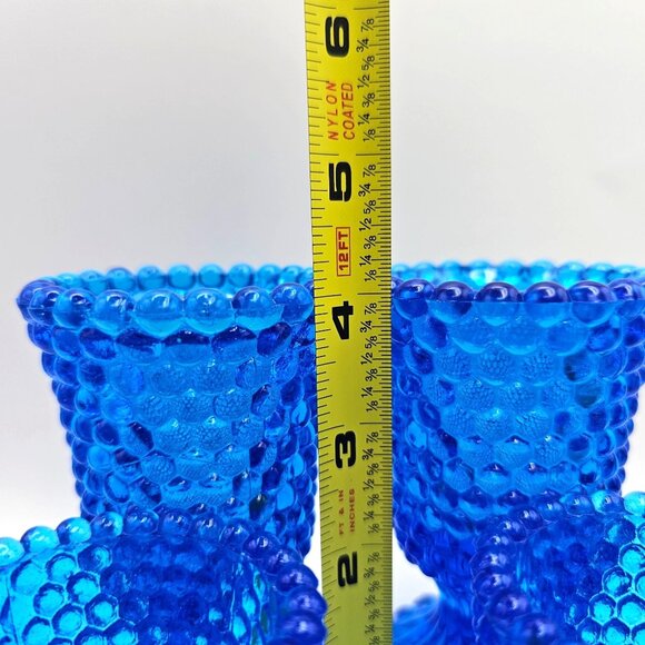 Hobnail Cobalt Blue Glass Votive Candle Holders Mixed Set Of 5 - Picture 15 of 15